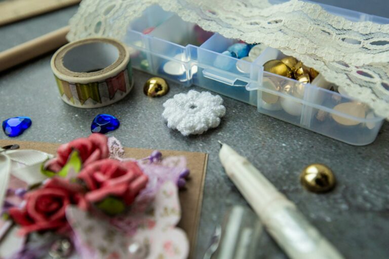 Fancy stones collection arranged on table during creation of handmade gift